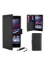 Sony Xperia Z2 Pu Leather Book Style Wallet Case with free  Stylus-Black